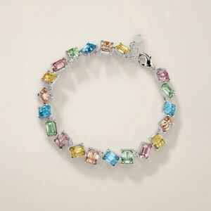 Bejeweled Multicolor Pastel Colors Crystal Links Bracelet BNIB Prom Grad Bridal